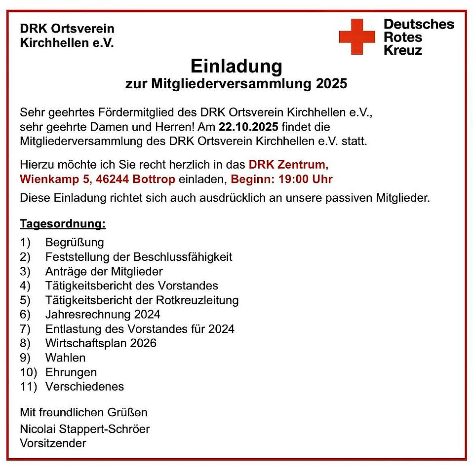 Einladung zur Mitgliederversammlung 2025